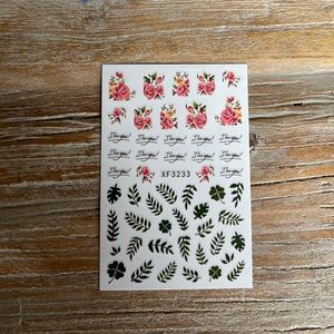 Roses and Leaves Nail Decals